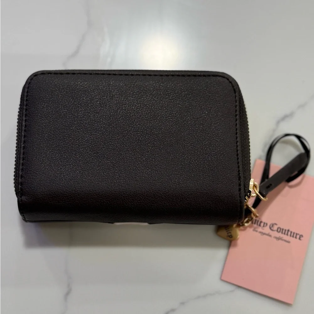 Juicy Couture Pink Black Zip Wallet | Embroidered Logo | NWT